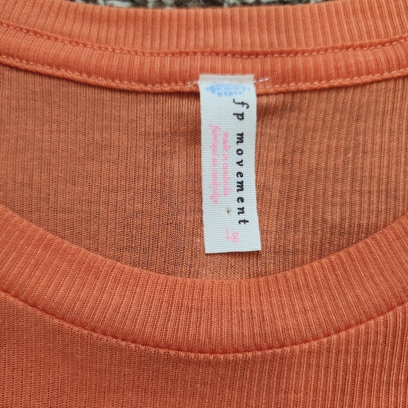 Free People Movement Orange Ribbed Thin Tank Top Size Large - Picture 3 of 6